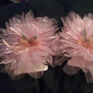pink bunny ears flower hair clip